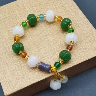 Pulseira De Abóbora De Jade Natural Feminina Jóias Acessórias