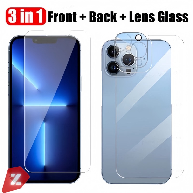 Kit Pelicula de vidro 3D + Película Câmera traseira + traseira para iPhone 16 1514 13 12 11 pro max em Oferta na Shopee