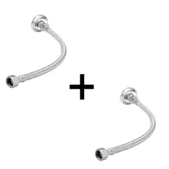 Kit 2 Engates Mangueira Flexível Trançado Aço Inox 40cm Par
