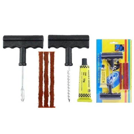 Kit Remendo Metal Reparo Macarrão Pneu Carro Moto Sem Câmara
