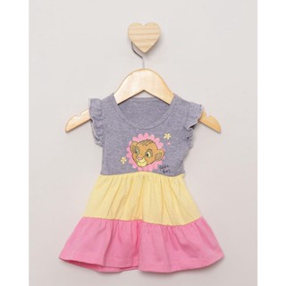 Vestido Bebê Curto Disney Estampa Rei Leão Três Marias Cinza
