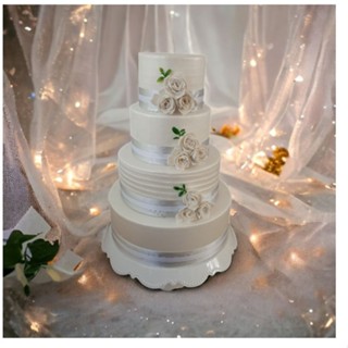 Bolo Fake Branco e Prata de Casamento 01