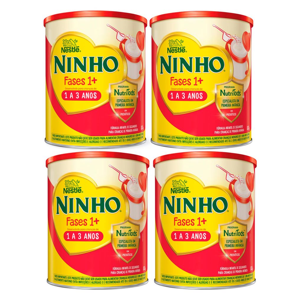 Kit 4 Ninho Fases 1+ Fórmula Infantil de Seguimento para Crianças de Primeira Infância de 1 a 3 anos 800g em Oferta na Shopee