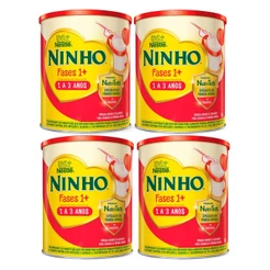 Kit 4 Ninho Fases 1+ Fórmula Infantil de Seguimento para Crianças de Primeira Infância de 1 a 3 anos 800g