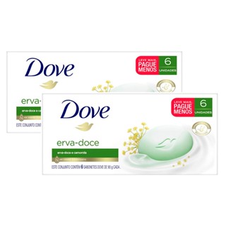 Kit 2 Sabonete em Barra Dove Erva-Doce e Camomila 6 Unidades 90g Cada Leve Mais Pague Menos