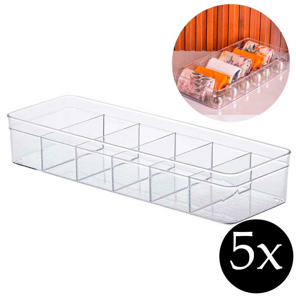 Kit 5 cestas organizadoras com divisórias cestinho multiuso organizar roupa íntima maquiagem material de escritório banheiro lavanderia armário cozinha Diamond Paramount