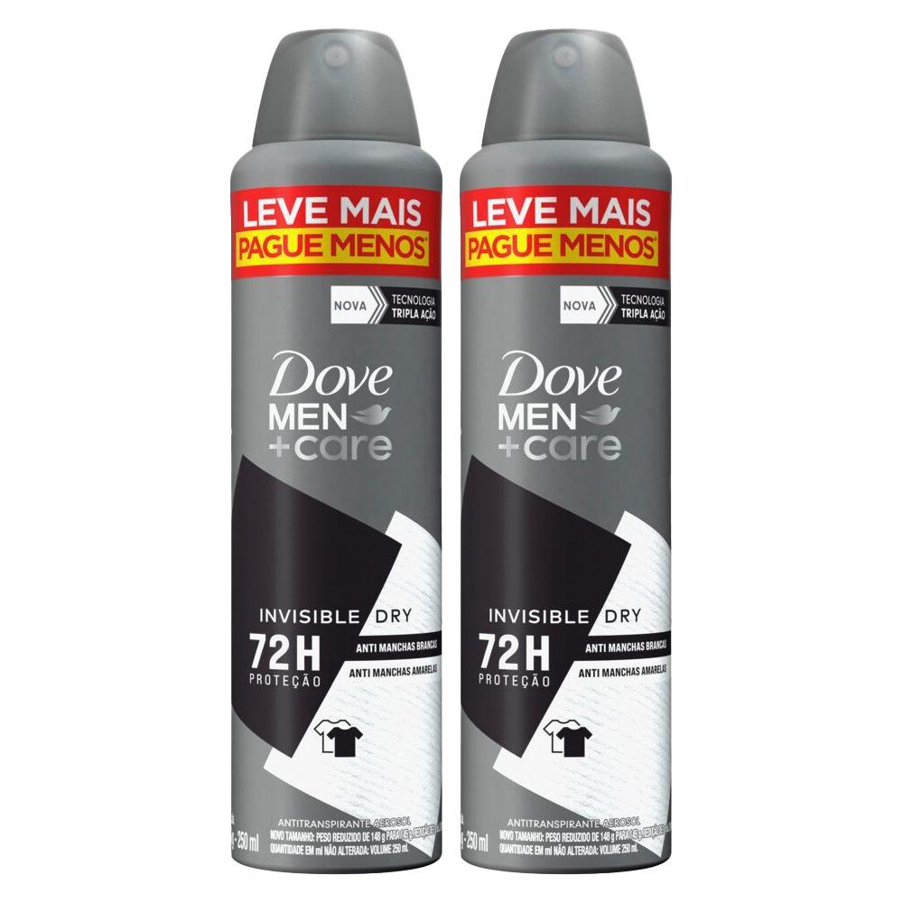 Kit 2 Desodorantes Antitranspirantes Aerossol Dove Men Invisible Dry 250ml cada