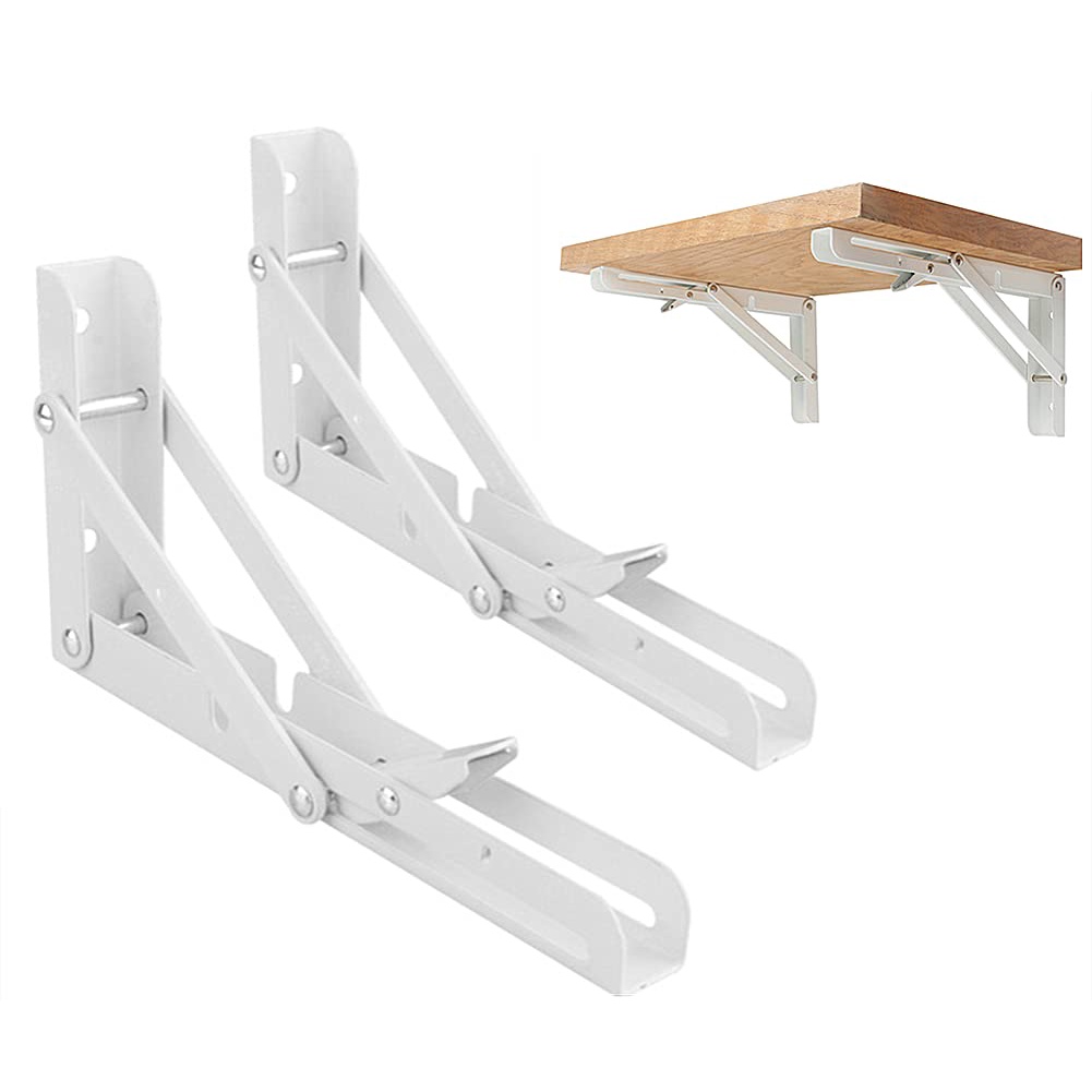 Kit 2 Mão Francesa Retrátil 25 cm Resistente Suporte Reforçada Para Prateleira Cantoneira Retrátil