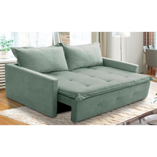 Sofá Sem Caixa Retrátil e Reclinável 1,65m com Molas Maísa Boucle Menta Adonai Estofados em Oferta na Shopee