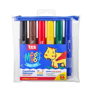 HIDROCOR MEGAHIDRO SUPER JUMBO 6COR CJTO em Oferta na Shopee