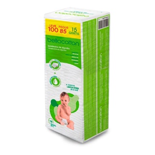 Algodao Quadrado Bebe Bellacotton 100Un em Oferta na Shopee