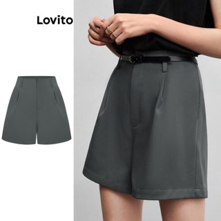 Lovito Elegante Shorts Plissados para Mulheres L74ED049