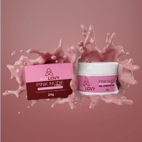 Gel anylovy pink nude +nude 24g alongamento de unhas em Oferta na Shopee