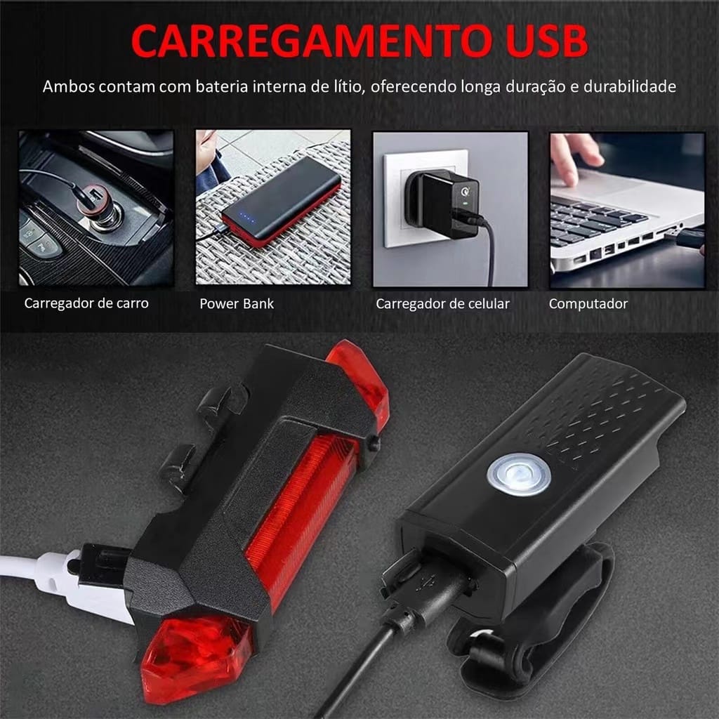 Lanterna E Farol Bicicleta Bike Ciclismo Luz de segurança Ultra Led A Prova D'agua mt2255 - 1