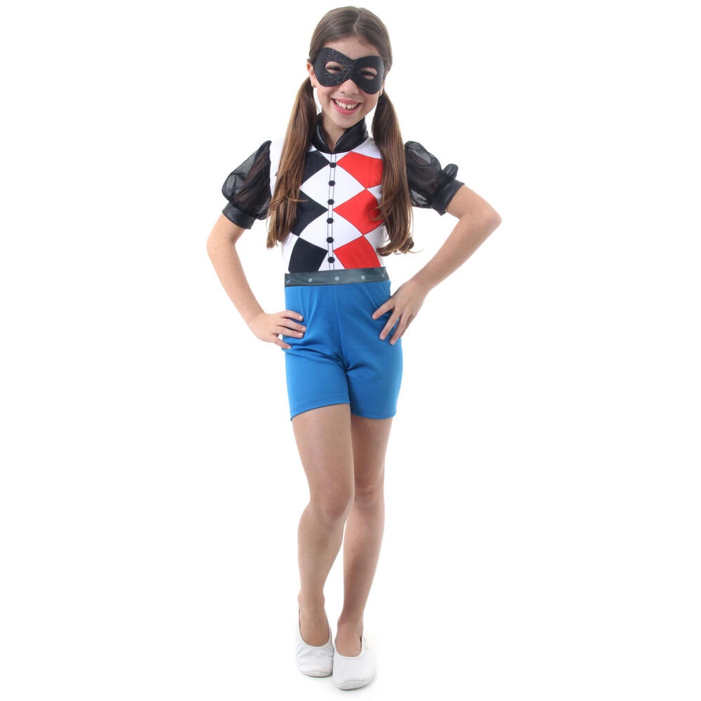 Fantasia Arlequina Infantil Curta - Super Hero Girls - Baby & Kids Fashion