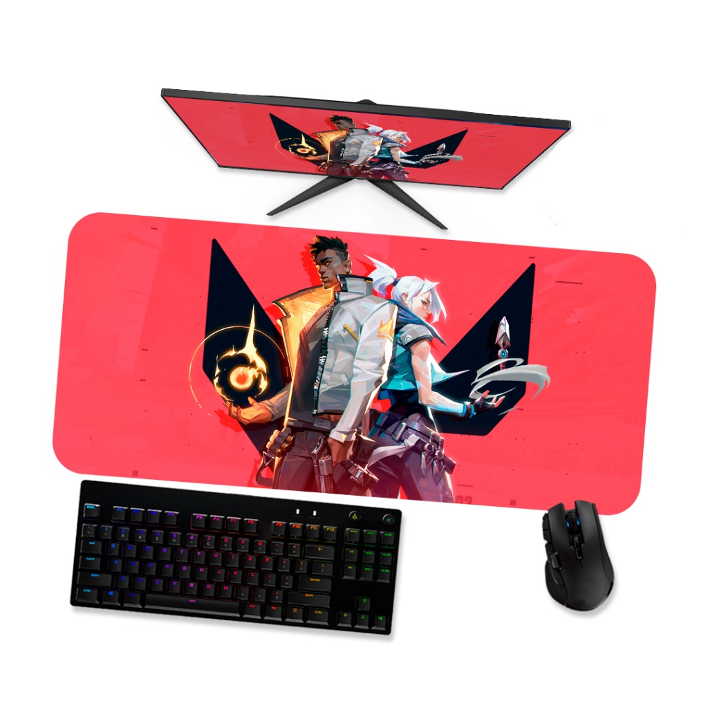 Mouse Pad Gamer Grande Valorant Jett e Phoenix 1 90x40 80x40 60x40 70x30 45x40