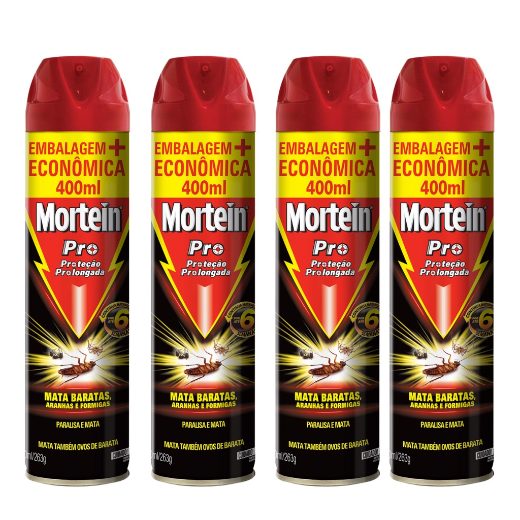 KIT COM 4 Mortein Baratas Ultra Forte Spray 360ml (Preto) em Oferta na Shopee