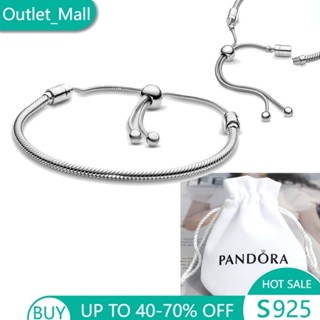S925 Pan Pulseira Movimentos Deslizantes Cobra De Prata 925 Com Bolsa De Veludo