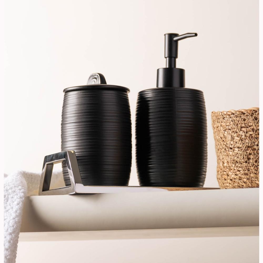 Conjunto de 2 Peças para Banheiro de Cerâmica Duna Preto em Oferta na Shopee