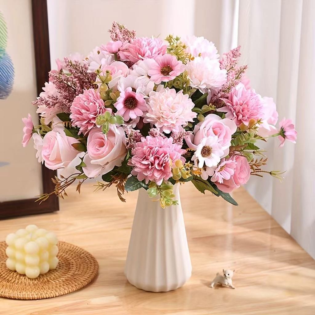 Flores artificiais 6 cabeças bola de outono crisântemo rosa--9614 em Oferta na Shopee