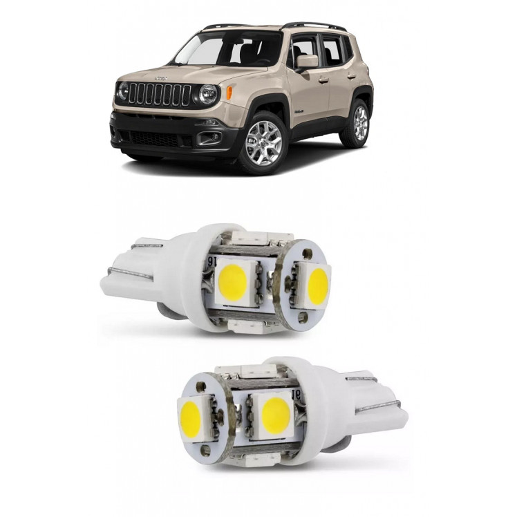 Par Lampada Pingo T10 5 LED Torre Renegade Farol Teto Placa