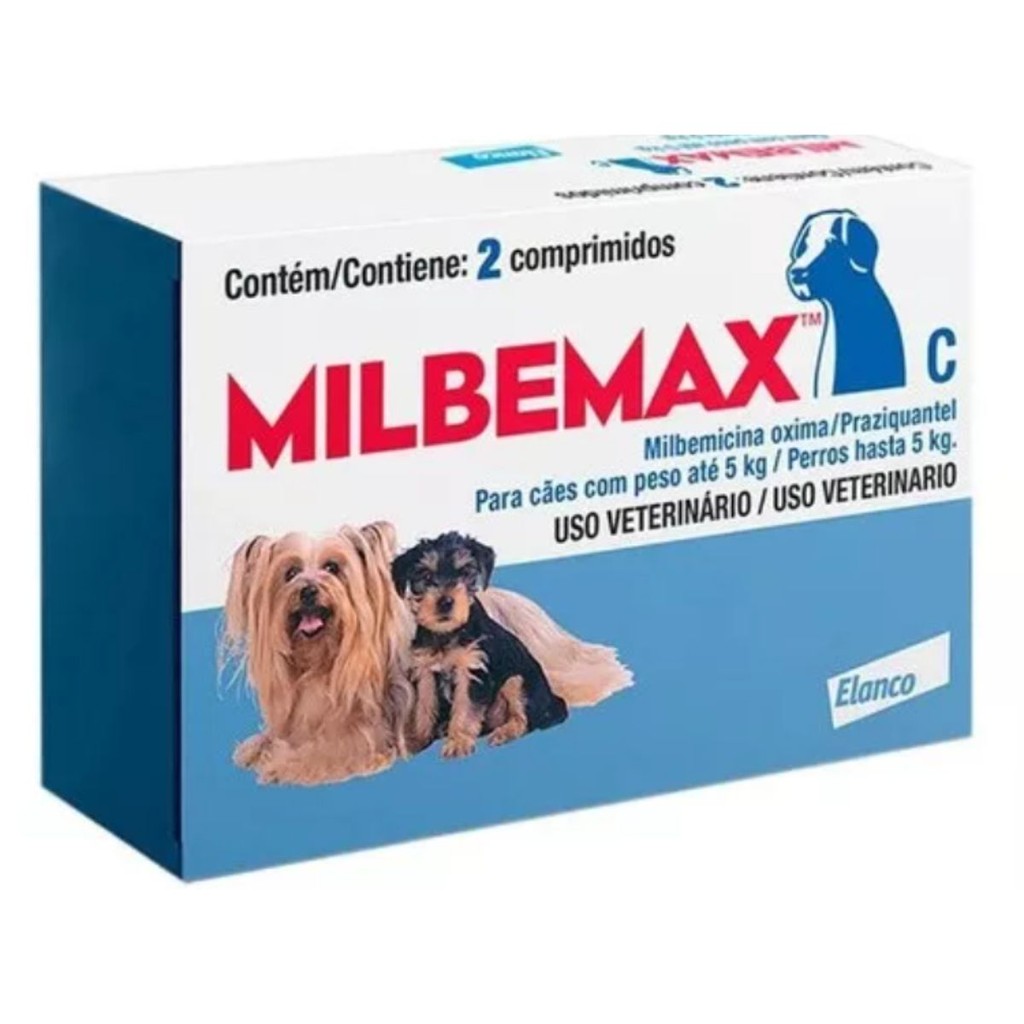 Vermífugo Milbemax 25mg Cães Até 5kg 2 Comprimidos Elanco em Oferta na Shopee