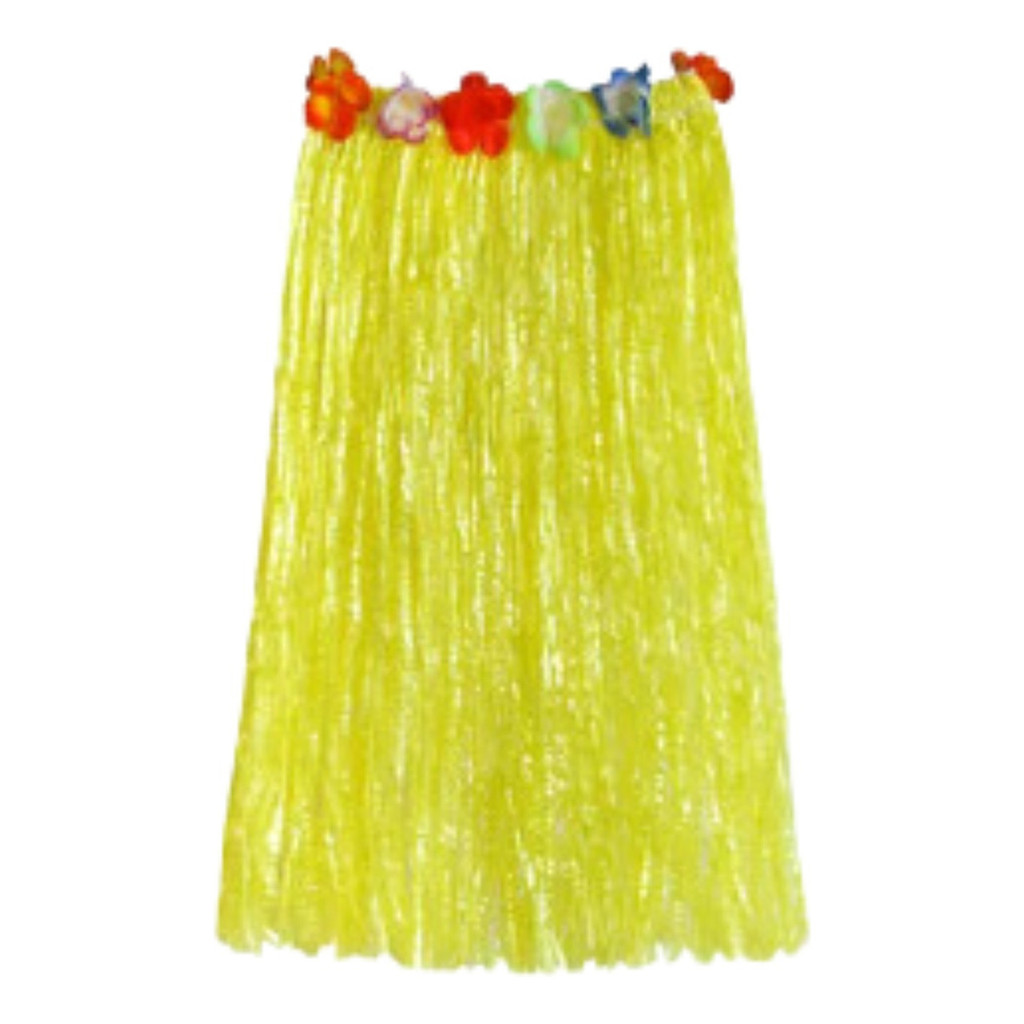 Saia Longa Havaiana Luau Festa Havaiana 60 Cm Amarelo Velcro