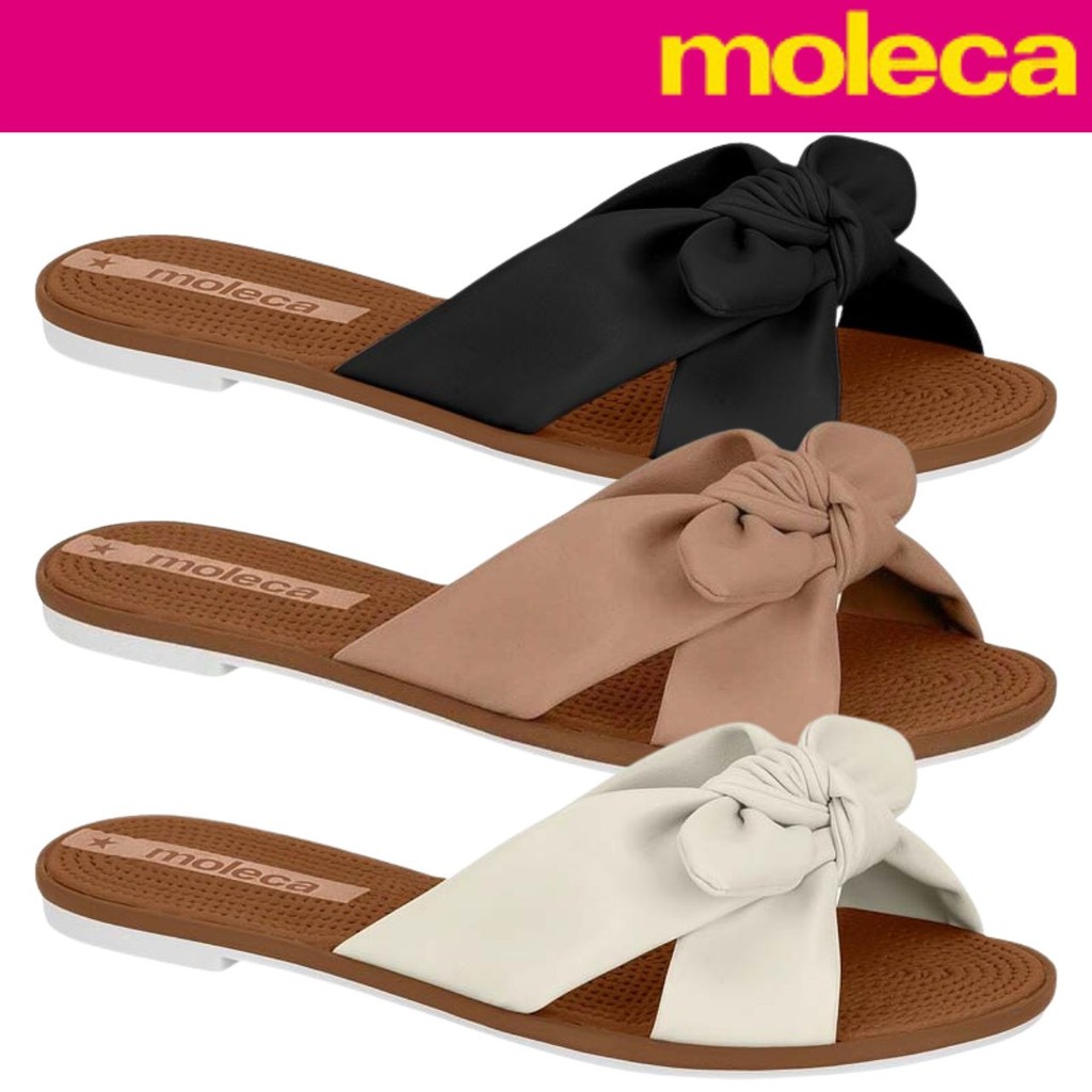 Chinelo Moleca Rasteirinha de Dedo Nó Sem Salto Confortável Couro Sintético em Oferta na Shopee