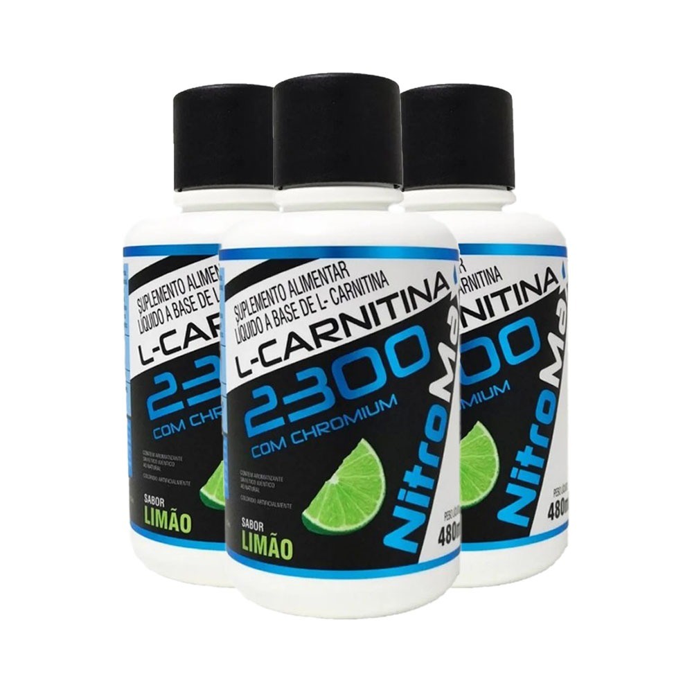 3X L-CARNITINA 2300 COM CHROMIUM 480ML SABOR LIMÃO