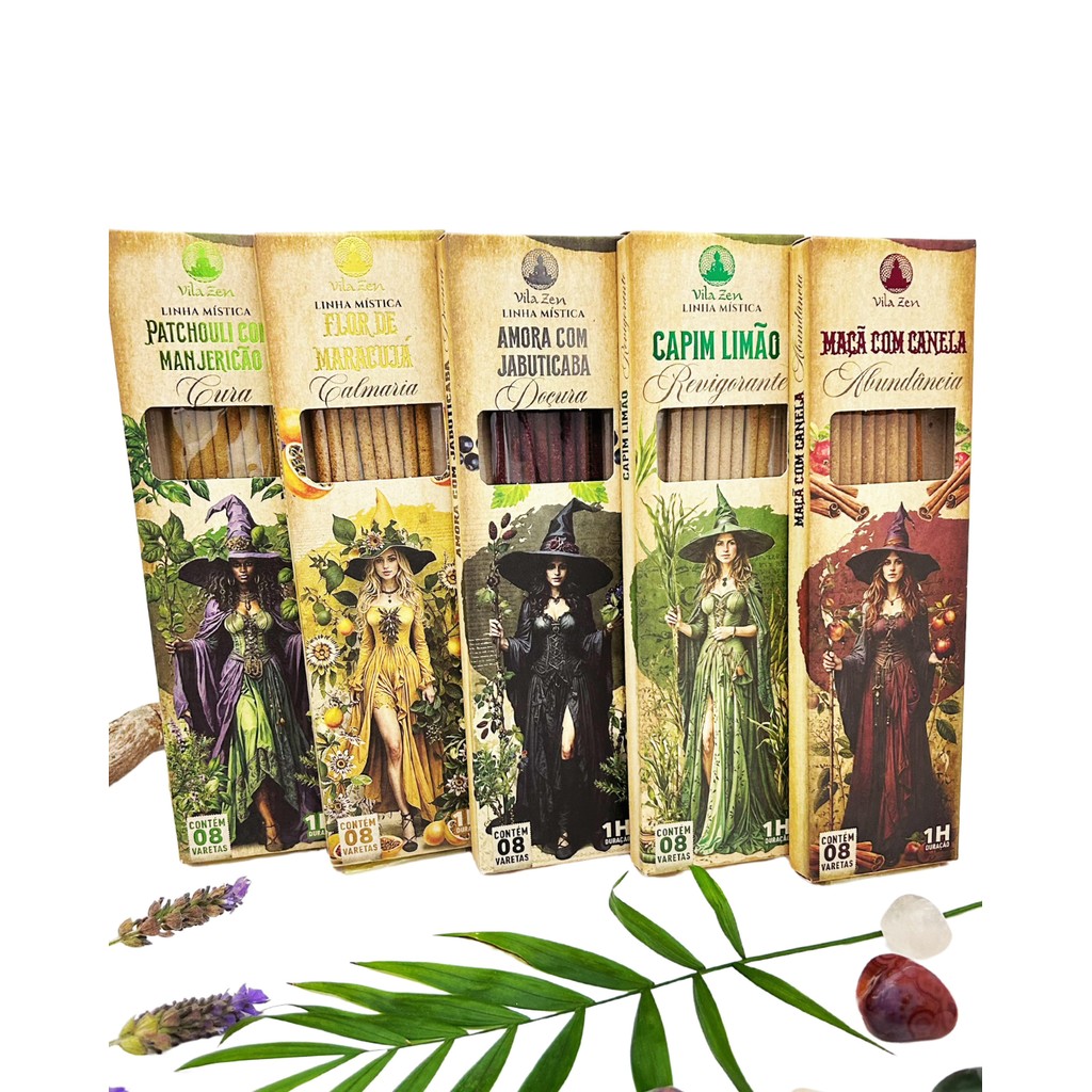 Imagem Kit 5 Incensos Artesanais Naturais - Aromas Das Bruxas Meditação Cura Abundancia e Espiritualidade