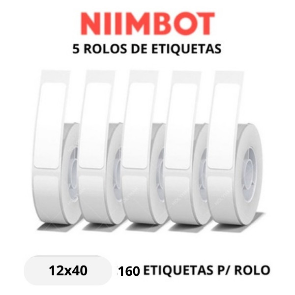5 Rolo Etiqueta Niimbot D110 D101 D11 12x40mm (800pçs) em Oferta na Shopee