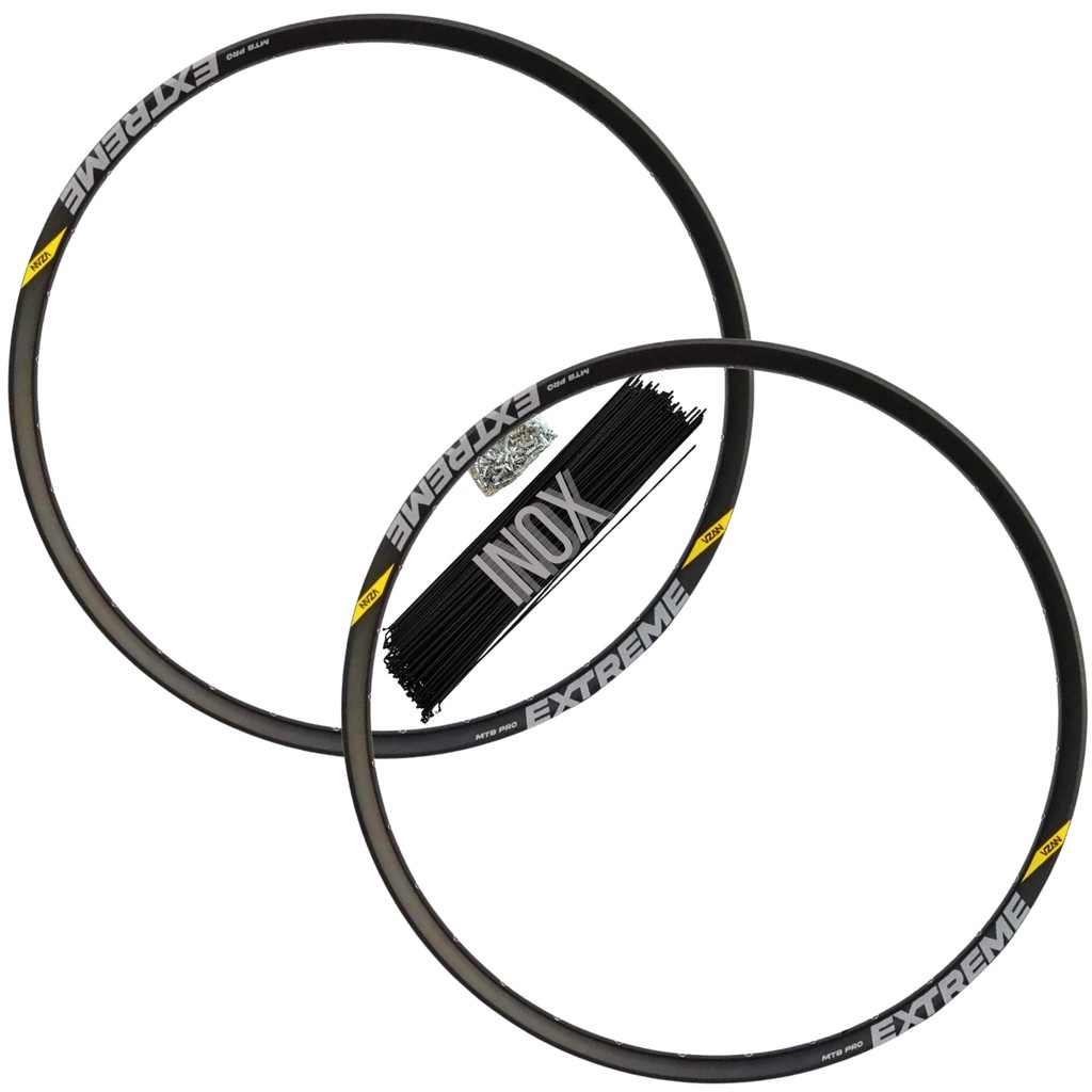 Kit Aro 29 Roda Vzan Extreme Pro Tubeless Bike Com Raios Inox