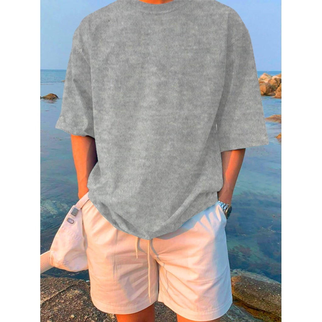 Blusa Oversized Cinza Esportiva Lisa Camiseta Larga Confortável Unissex T Shirt Plus Size Clássica