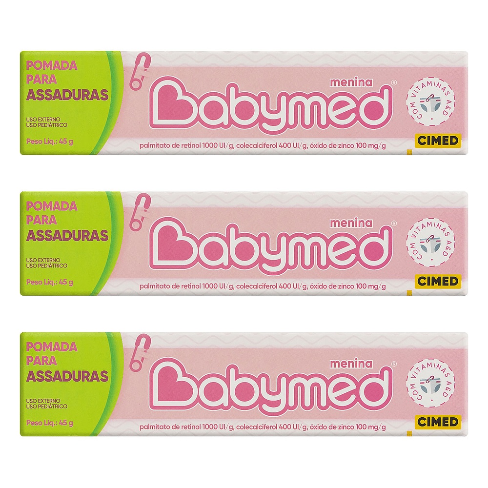 Kit 3 Pomadas Para Prevenção De Assaduras Babymed Rosa 45g