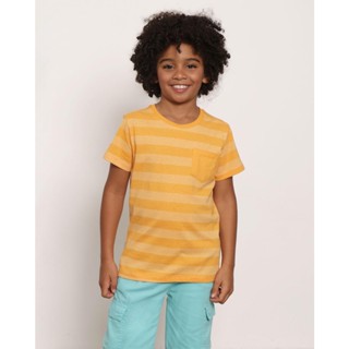 Camiseta Infantil Manga Curta Listrada Amarela