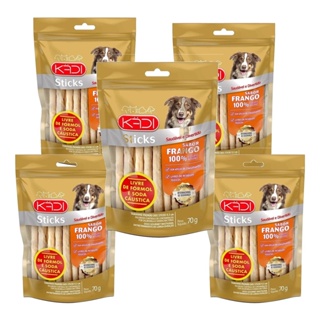 Pack com 5 Petiscos Osso Palito Cães Sticks Frango Kadi 70g em Oferta na Shopee