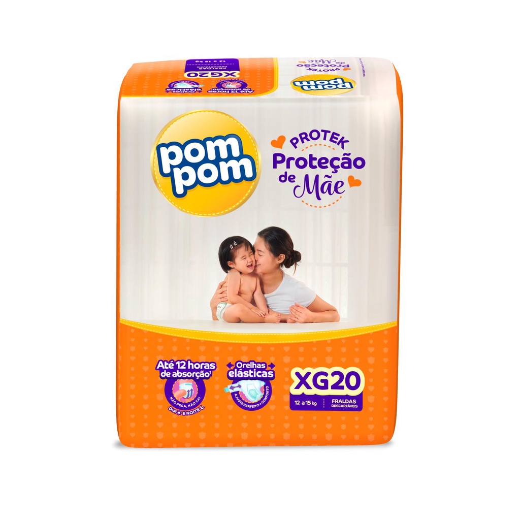 Fralda Pom Pom Protek Proteção de Mãe Jumbo XG com 20un em Oferta na Shopee