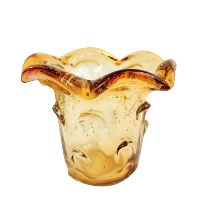 Vaso De Murano Âmbar Gotas 15x15x15cm Decoração