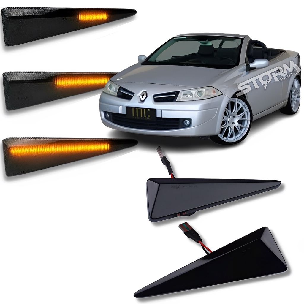 Par Pisca Seta Sequencial Renault Megane Sedan e Grand Tour ano 2006 a 2013 luz Led Dinâmico Para-lama dianteiro