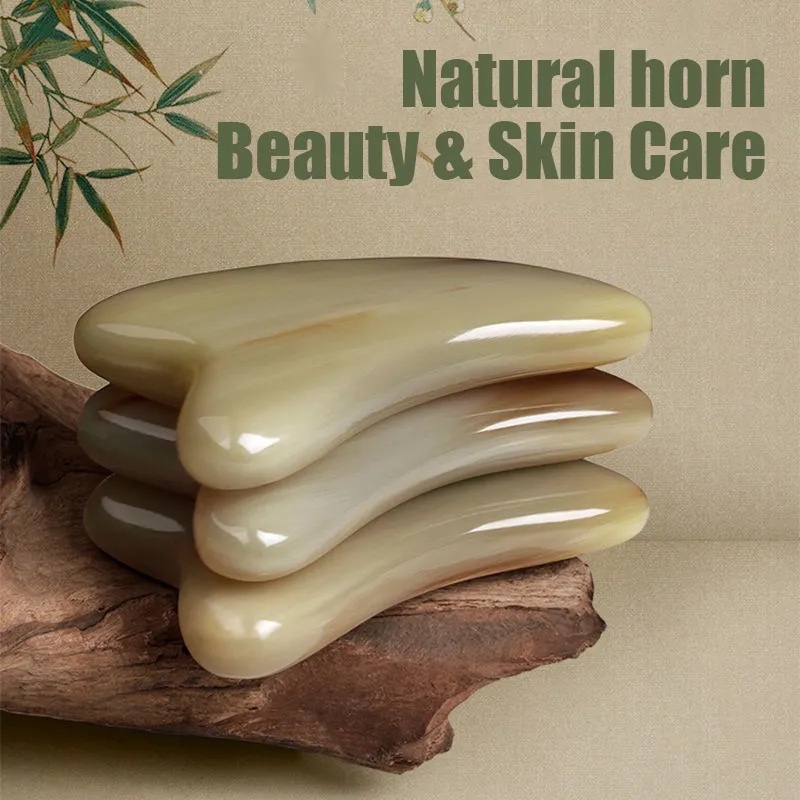 Ferramenta Facial De Beleza Gua Sha , Placa De Raspagem De Chifre De Boi Natural , Bastão De Massagem Para Levantamento