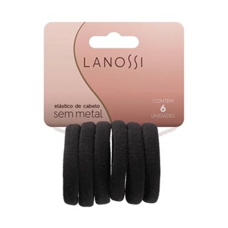 Kit 6 Elásticos De Cabelo Cor Preto Lanossi LS2506 1x10x12