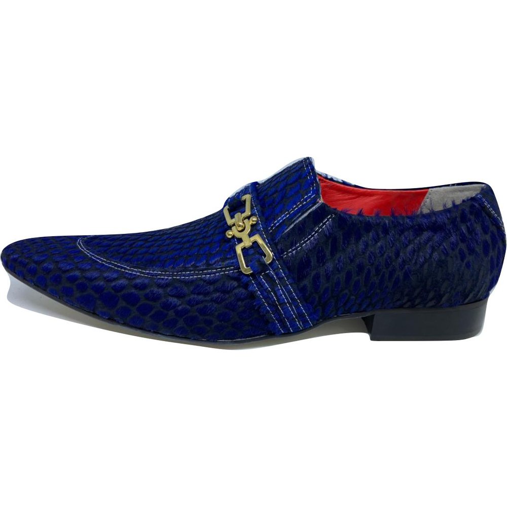 Sapato Masculino Italiano em Couro Social Executivo Azul Mersault Bico Fino Ref: 500 Azul