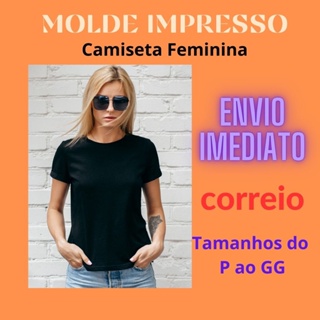 MOLDE MODELAGEM DE CAMISETA FEMININA TAM. P M G E GG EM PAPEL KRAFIT GRAMATURA 50 em Oferta na Shopee