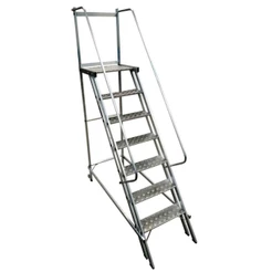 Escada Plataforma Trepadeira 1,75m 6 Degraus 2 Rodas Suporta 250kg Garantia 5 Anos Alustar