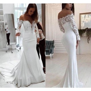 Vestidos De Noiva De Renda Manga Longa Piso Longo Novos Festa Fina Maxi