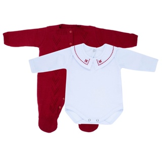 Kit Macacão Setta Vermelho e Body Gola Bordada em Oferta na Shopee