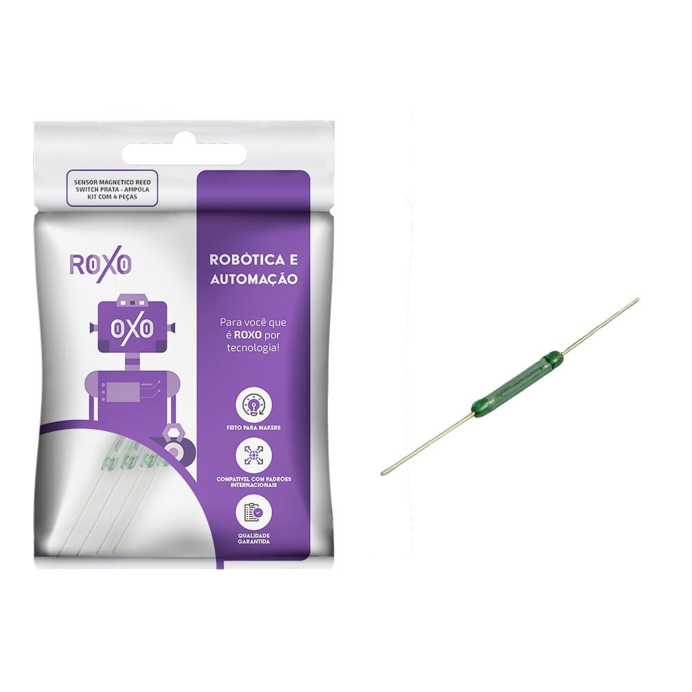 4x Sensor Magnético Reed Switch Prata Ampola - RoXo