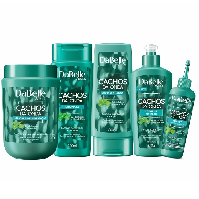 Kit Tratamento Capilar Dabelle Cachos da Onda + Máscara Hidratação 800g (5 Itens)