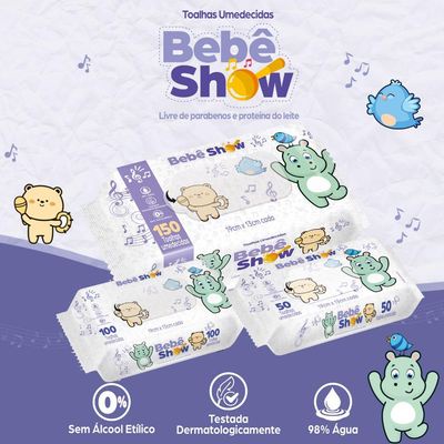 Toalhas Umedecidas Bebe Show Kit C/12 Unid 50 Toalinhas 600 UNid