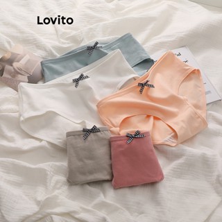 Lovito Casual Calcinhas Femininas Simples com Laço LNA37178 (Damasco/Cinza Claro/Branca/Rosa/Azul)
